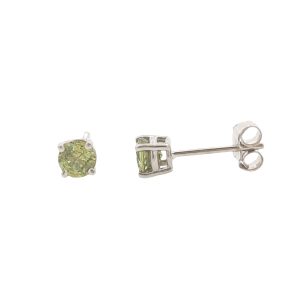 14K WHITE GOLD DEMANTOID GARNET STUD EARRINGS