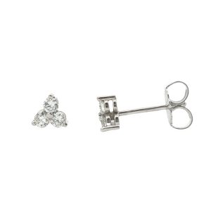 14K WHITE GOLD DIAMOND CLUSTER STUD EARINGS