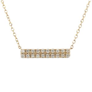 14 KARAT YELLOW GOLD DOUBLE ROW DIAMOND BAR PENDANT
