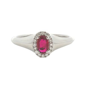 14K WHITE GOLD RUBY DIAMOND RING
