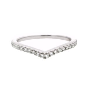14K WHITE GOLD DIAMOND CONTOURED WEDDING RING
