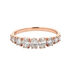 14K ROSE GOLD OVAL & ROUND DIAMOND RING