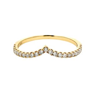 14K YELLOW GOLD DIAMOND "V" WEDDING RING