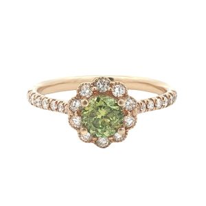 14K YELLOW GOLD DEMANTOID GARNET DIAMOND RING