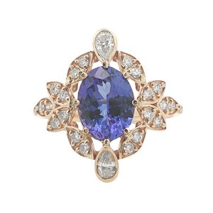 14K YELLOW GOLD TANZANITE DIAMOND RING