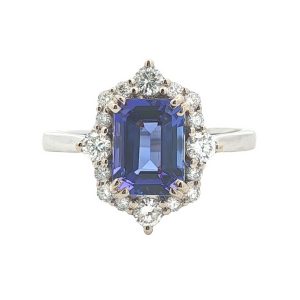 14K WHITE GOLD TANZANITE DIAMOND RING