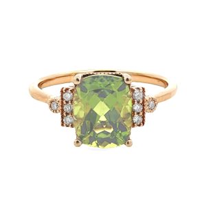 14K YELLOW GOLD PERIDOT & DIAMOND RING