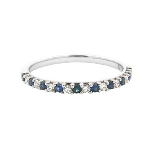 14K WHITE GOLD DIAMOND SAPPHIRE RING