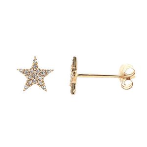 14K YELLOW GOLD STAR DIAMOND STUD EARRINGS
