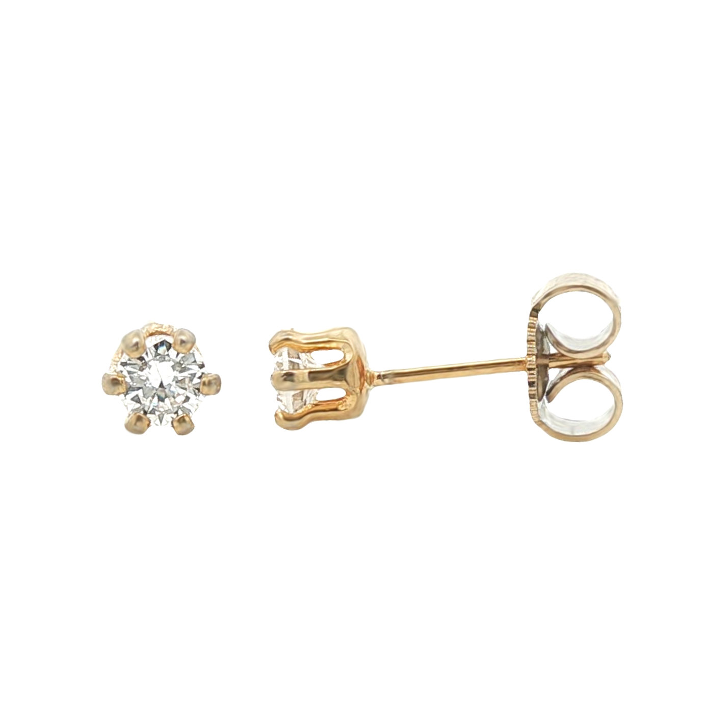 14K YELLOW GOLD VINTAGE DIAMOND STUD EARRINGS