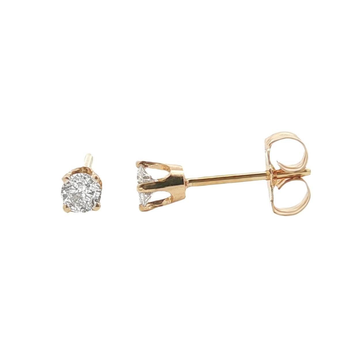 14K YELLOW GOLD VINTAGE DIAMOND STUD EARRINGS