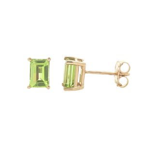 14K YELLOW GOLD PERIDOT STUD EARRINGS