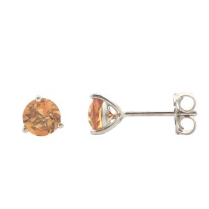 14K WHITE GOLD CITRINE STUD EARRINGS