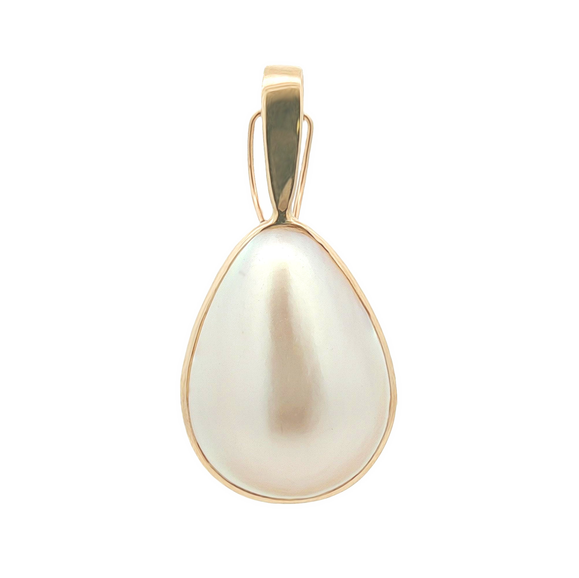 14K YELLOW GOLD VINTAGE MABE PEARL ENHANCER PENDANT
