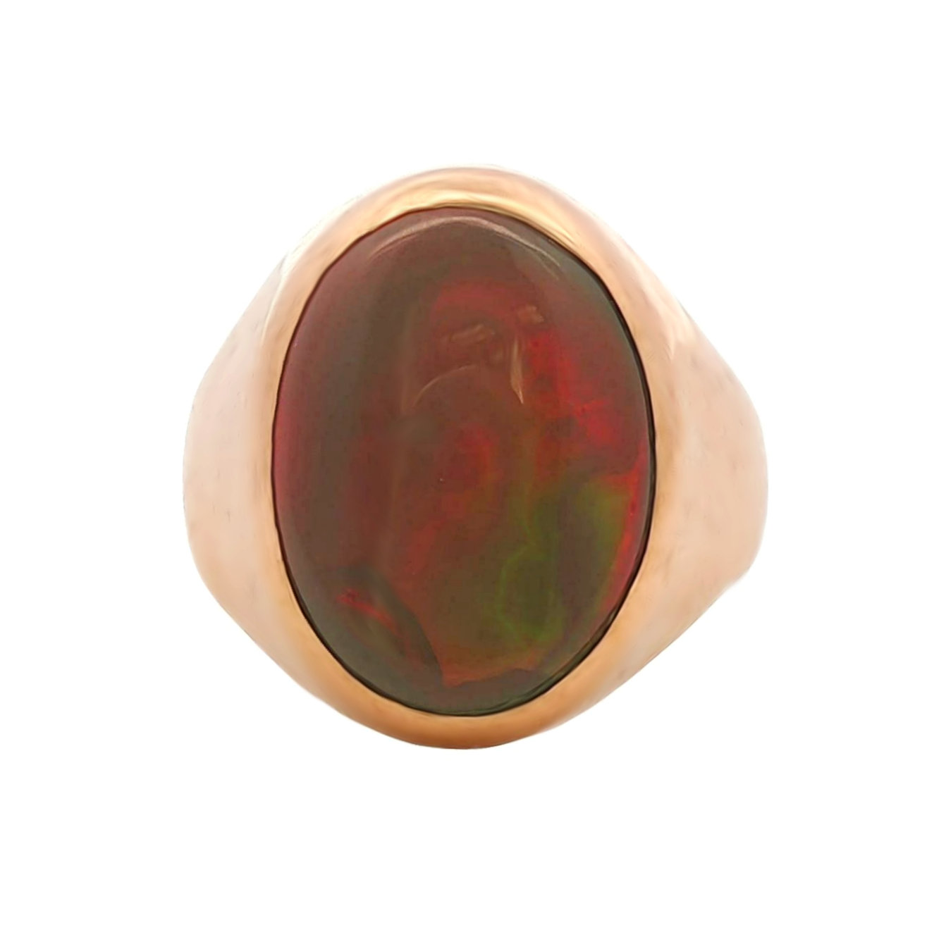 14K YELLOW GOLD FIRE AGATE RING