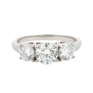 14K WHITE GOLD LAB-GROWN 3-DIAMOND RING