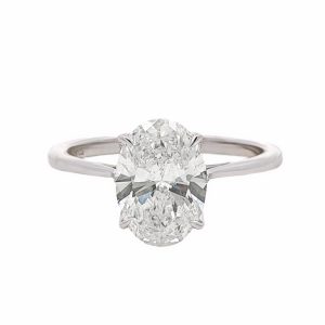 14K WHITE GOLD OVAL SOLITAIRE LAB-GROWN DIAMOND RING