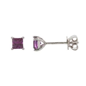 STERLING SILVER PURPLE SAPPHIRE STUD EARRINGS