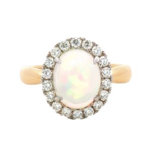 18K YELLOW & WHITE GOLD OPAL DIAMOND RING