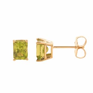 14K YELLOW GOLD PERIDOT STUD EARRINGS