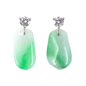 PLATINUM VINTAGE DIAMOND JADEITE DROP EARRINGS