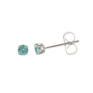 14K WHITE GOLD BLUE ZIRCON STUD EARRINGS