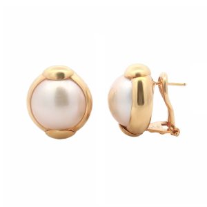 18K YELLOW GOLD MABE PEARL EARRINGS