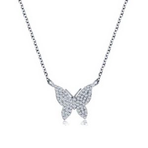 STERLING SILVER DIAMOND BUTTERFLY PENDANT