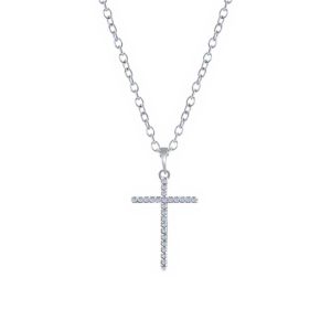 STERLING SILVER DIAMOND CROSS PENDANT