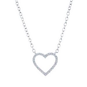 STERLING SILVER DIAMOND HEART PENDANT