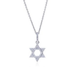 STERLING SILVER STAR OF DAVID DIAMOND PENDANT