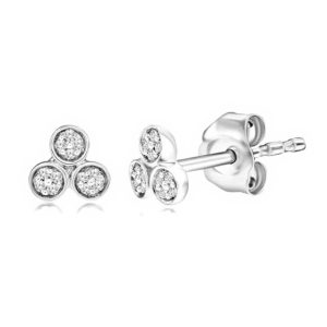 STERLING SILVER DIAMOND CLUSTER STUD EARRINGS