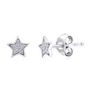 STERLING SILVER STAR DIAMOND STUD EARRINGS