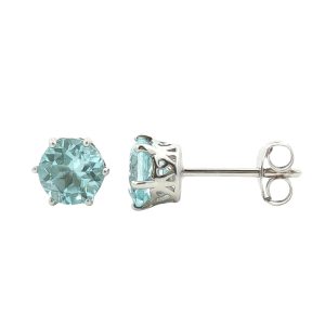STERLING SILVER BLUE TOPAZ STUD EARRINGS