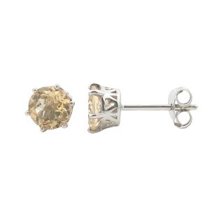 STERLING SILVER CITRINE STUD EARRINGS