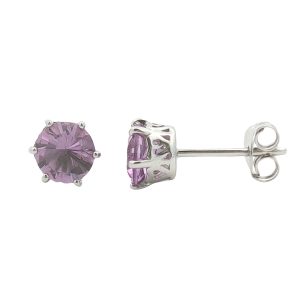 STERLING SILVER AMETHYST STUD EARRINGS