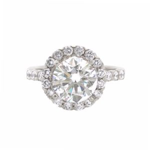 14K WHITE GOLD DIAMOND HALO ENGAGEMENT STYLE RING MOUNTING