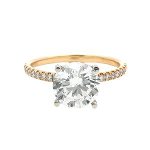 14K YELLOW & WHITE GOLD DIAMOND ENGAGEMENT STYLE RING MOUNTING