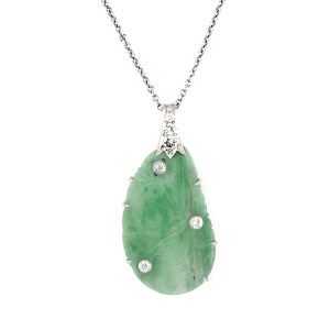 PLATINUM VINTAGE JADEITE & DIAMOND PENDANT
