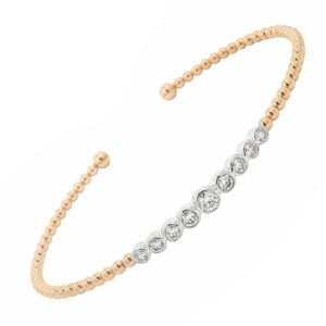 18K YELLOW & WHITE GOLD DIAMOND CUFF BRACELET