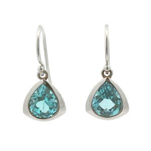 STERLING SILVER BLUE TOPAZ DROP EARRINGS