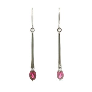 STERLING SILVER RHODOLITE DANGLE EARRINGS