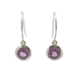 STERLING SILVER AMETHYST DROP EARRINGS