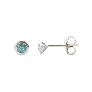 STERLING SILVER BLUE TOPAZ STUD EARRINGS