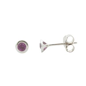 STERLING SILVER AMETHYST STUD EARRINGS