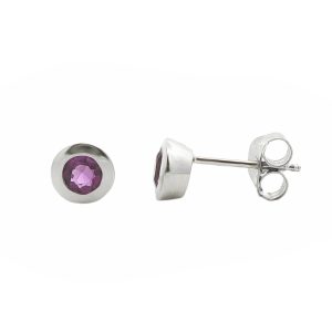 STERLING SILVER AMETHYST STUD EARRINGS
