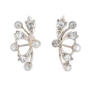 PLATINUM & 18K YELLOW GOLD EDWARDIAN VINTAGE DIAMOND EARRINGS