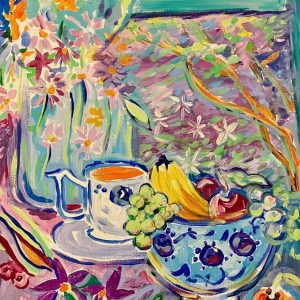 TEA CUPS AND FRUIT
