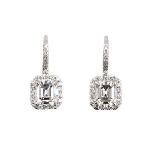 18K WHITE GOLD VINTAGE DIAMOND DROP EARINGS