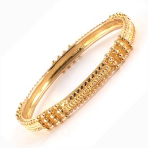 21K YELLOW GOLD VINTAGE BEADED BANGLE BRACELET